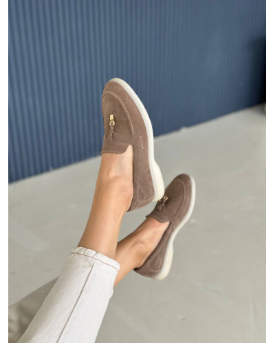 Женские замшевые лоферы Your Step в цвете капучино Арт. 156-6